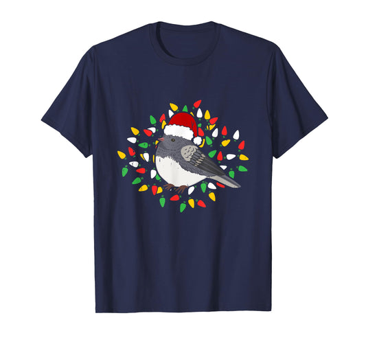 Holiday Xmas Santa Hat Dark Eyed Junco Bird Christmas T-Shirt