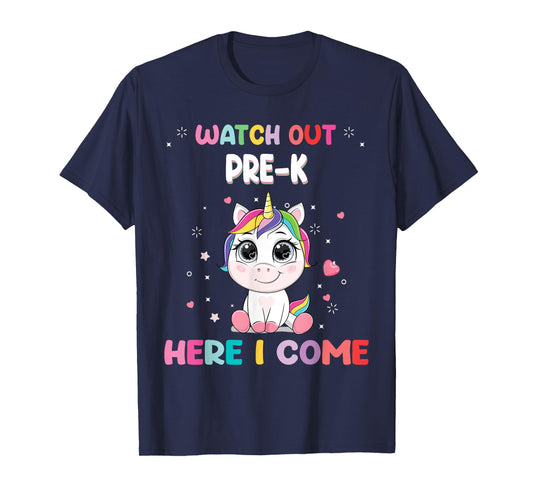 Watch Out Pre-K Here I Come Unicorn Back To School T-Shirt