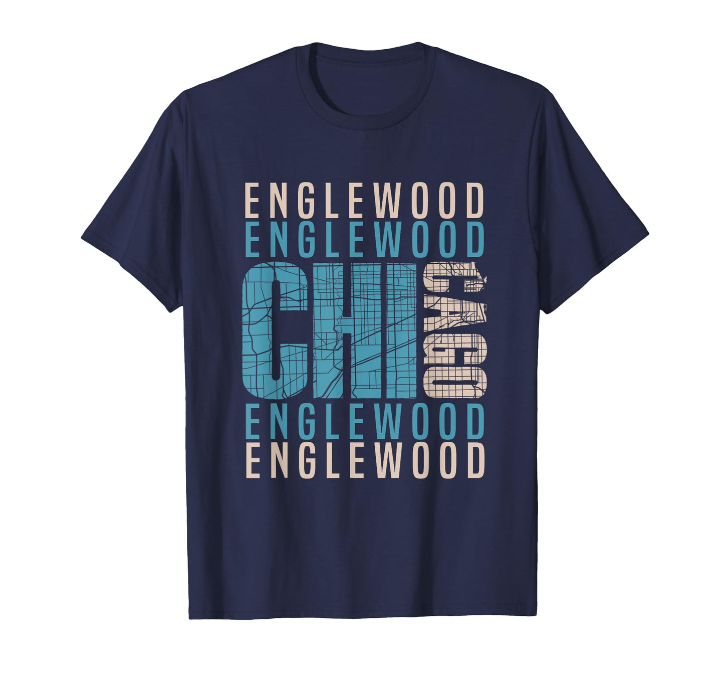 Chicago Englewood Chi-Town Neighborhood Map T-Shirt