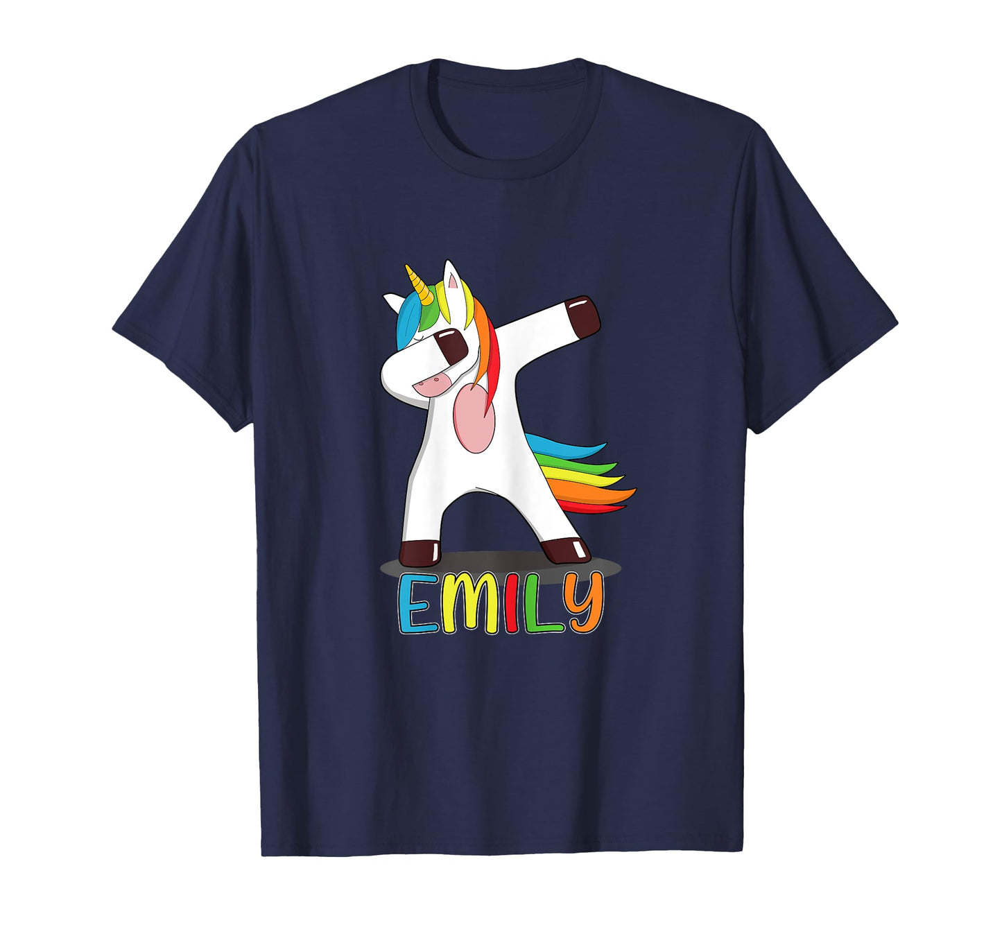 Emily Name - First Name Emily - Colourful Dabbing Unicorn T-Shirt