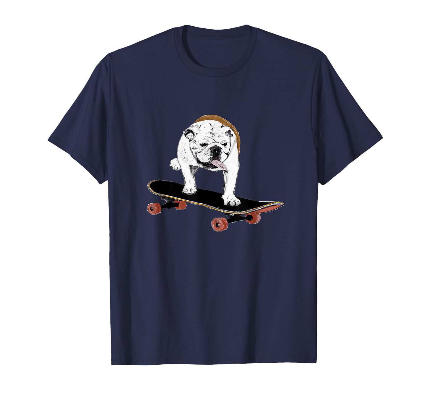 English Bulldog on a Skateboard T-Shirt for Men Women Kids