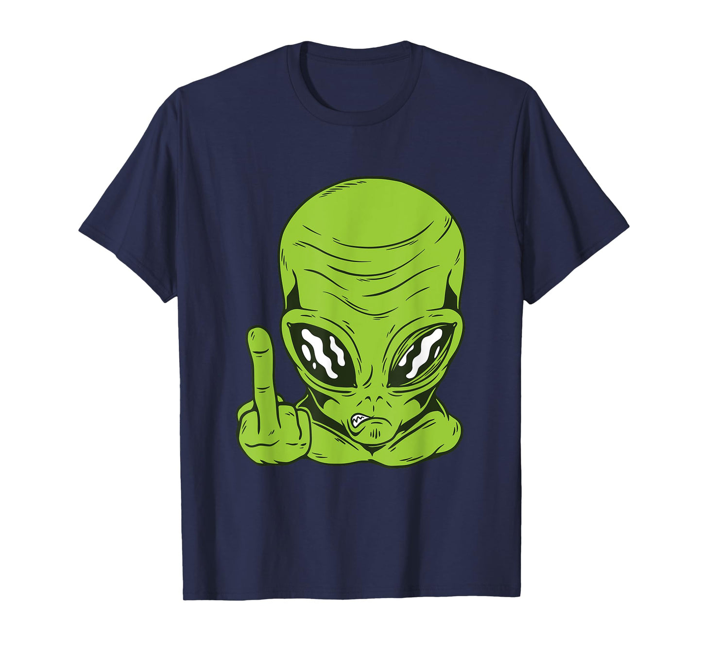 Funny Angry Alien Head Flipping the Bird Middle Finger T-Shirt
