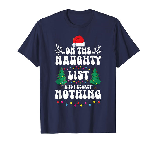 Groovy Naughty List Christmas Xmas Santa Mens Womens Kids T-Shirt