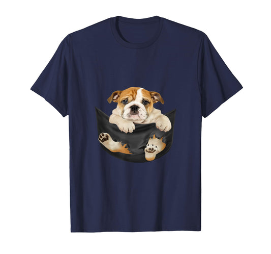 Dog Lovers Gifts Bulldog In Pocket Funny Dog Face T-Shirt