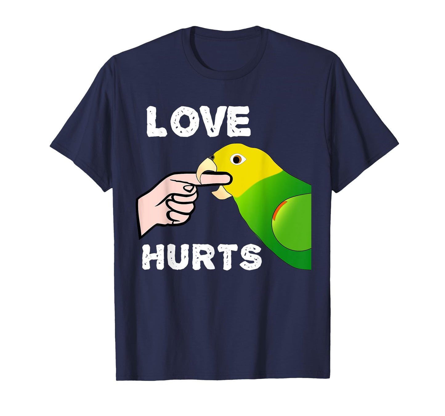 Love Hurts Yellow Head Amazon Parrot Biting Finger T-Shirt