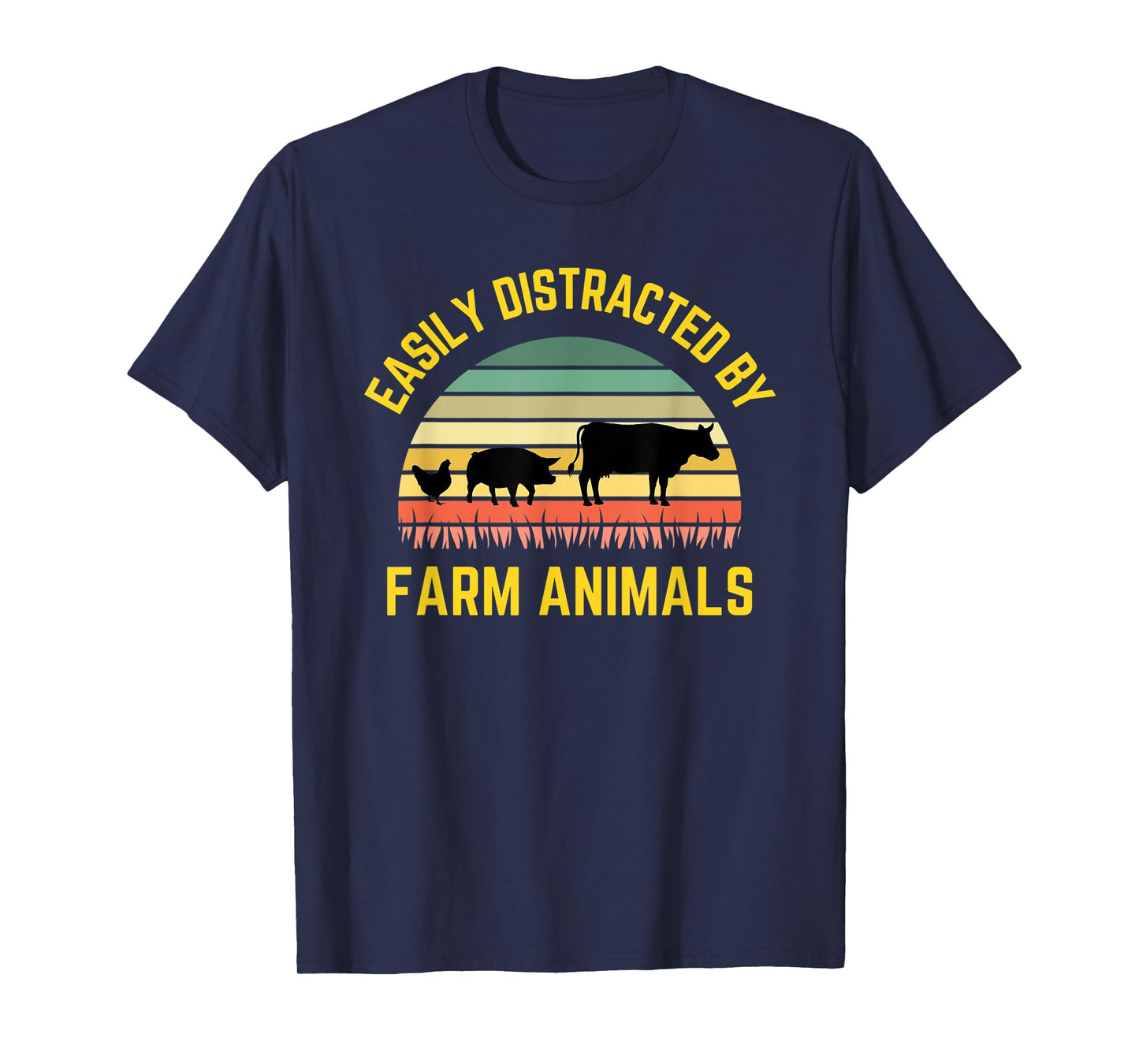 Funny Farmer Easily Distracted By Farm Animals Barnyard Cow T-Shirt