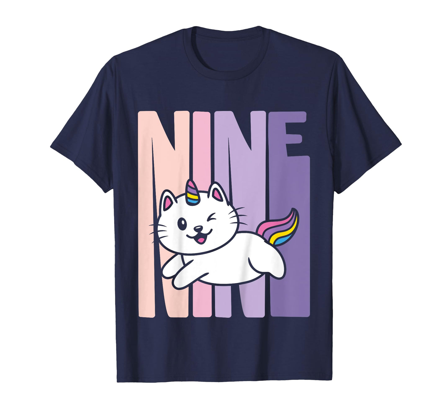 9 Year Old Cute Caticorn Cat Unicorn Birthday Girl B-day T-Shirt
