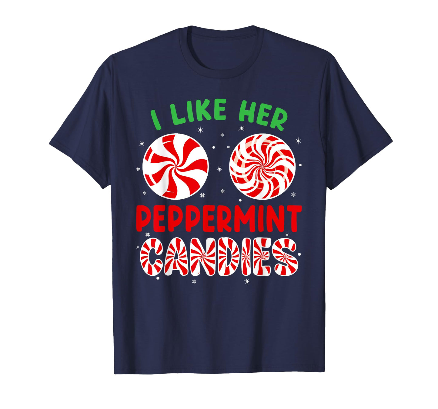 Funny Couples Matching Christmas Shirt - I Like Her Peppermint Candies - Unisex-Adults - Black - Small - Short Sleeve - T-Shirt