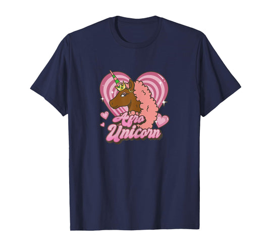 Afro Unicorn Unique Pink Mane Heart Shaped Portrait T-Shirt