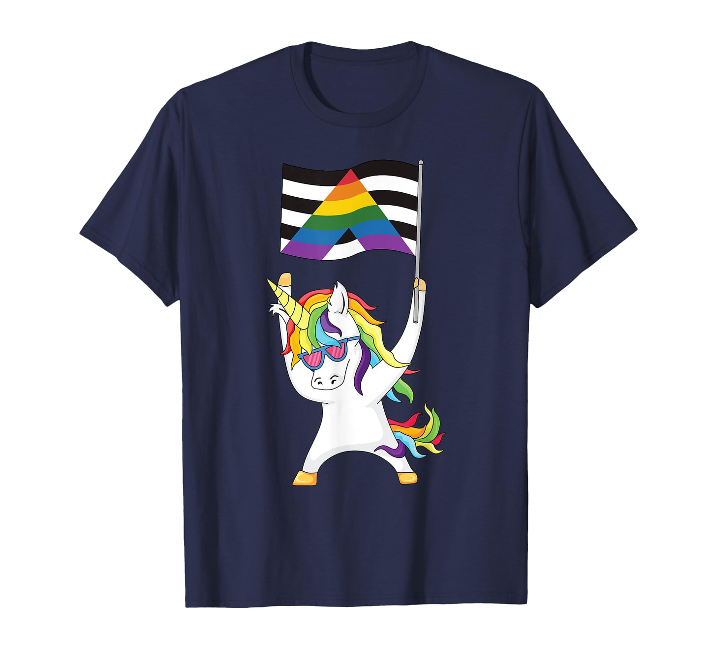 Straight Ally Flag Unicorn Trans Gay Pride LGBTQIA Nonbinary T-Shirt