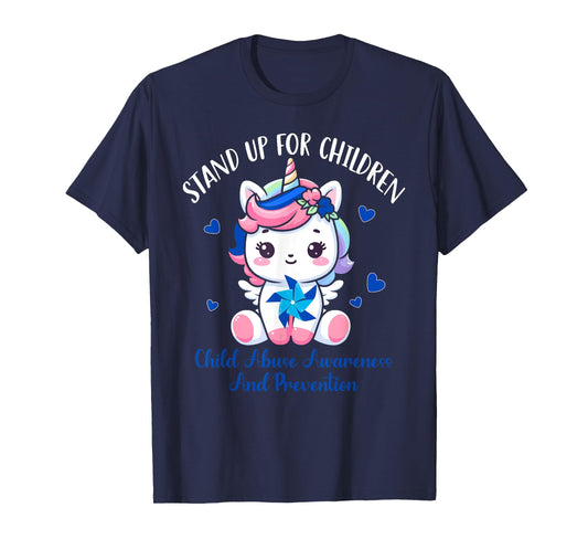 Child Abuse Prevention Month-Stand Up For Children Unicorn T-Shirt