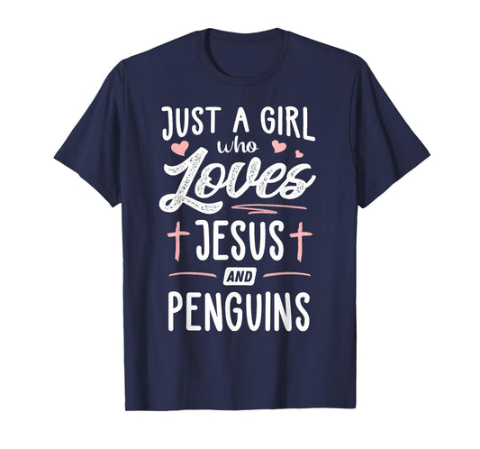 Just A Girl Who Loves Jesus And Penguins Gift Women T-Shirt