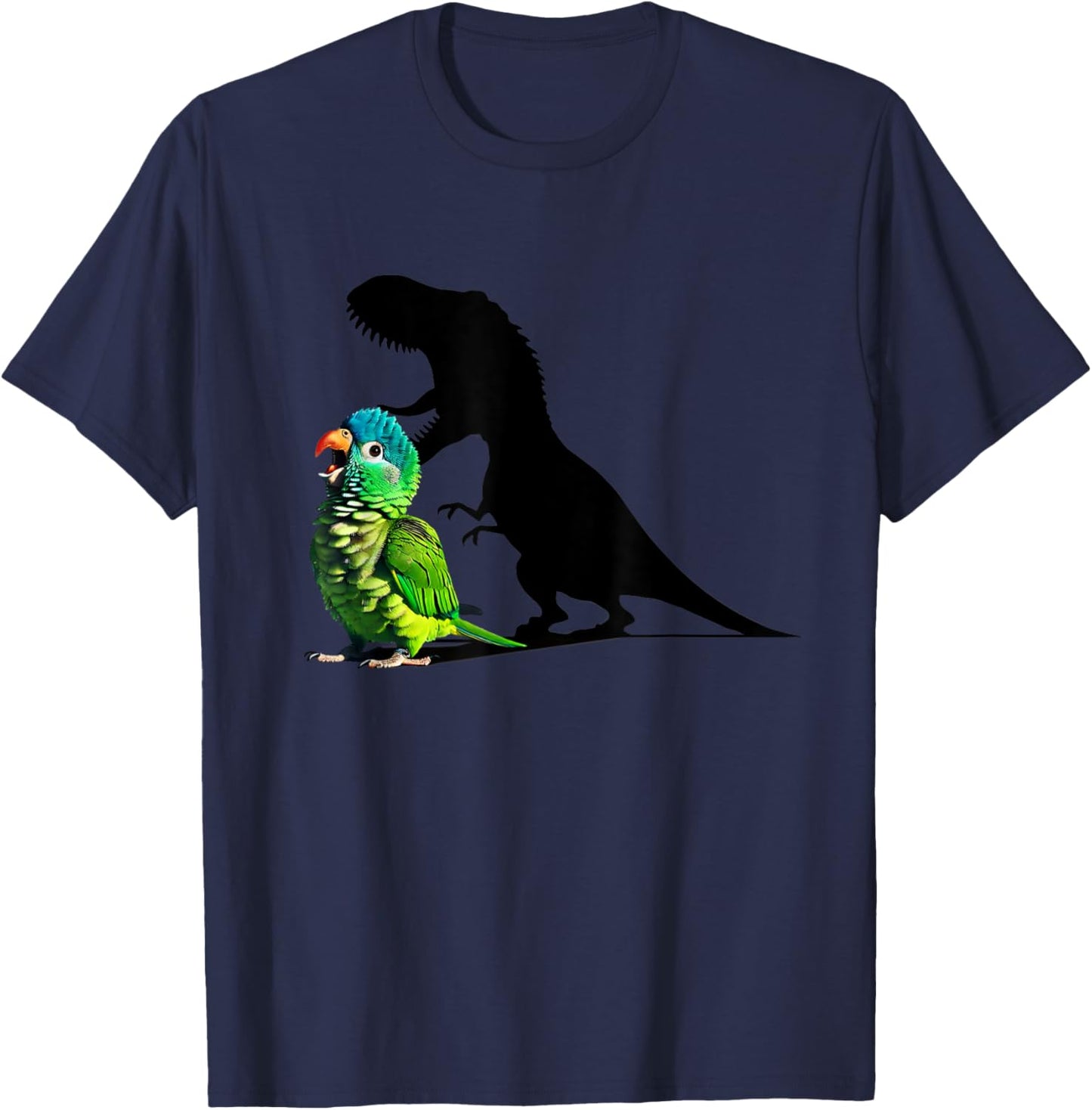 Funny Screaming Blue Crowned Conure Parrot T-Rex Dinosaur T-Shirt