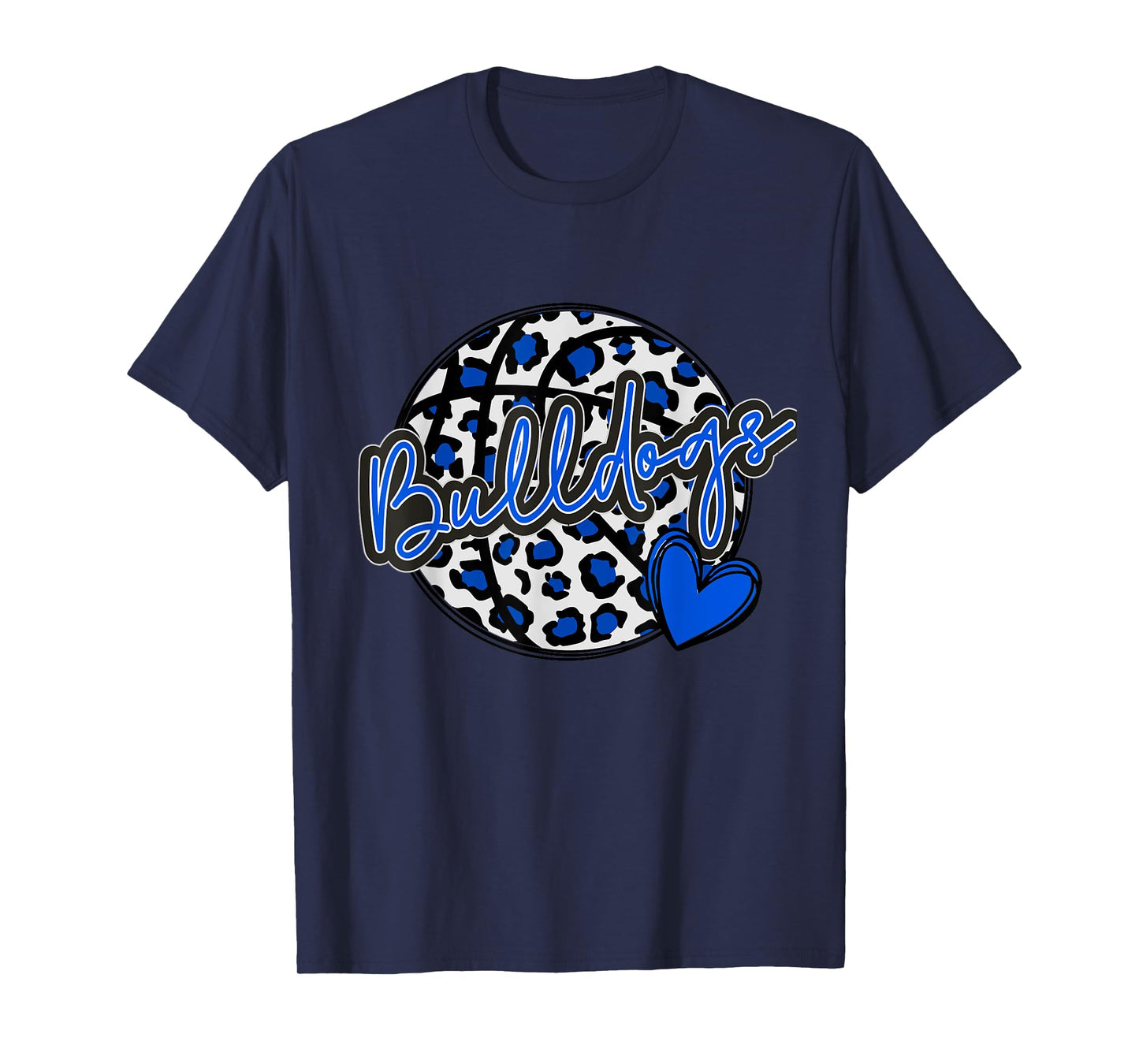 Leopard Cheetah Basketball BULLDOGS Blue Spirit Game Tee T-Shirt