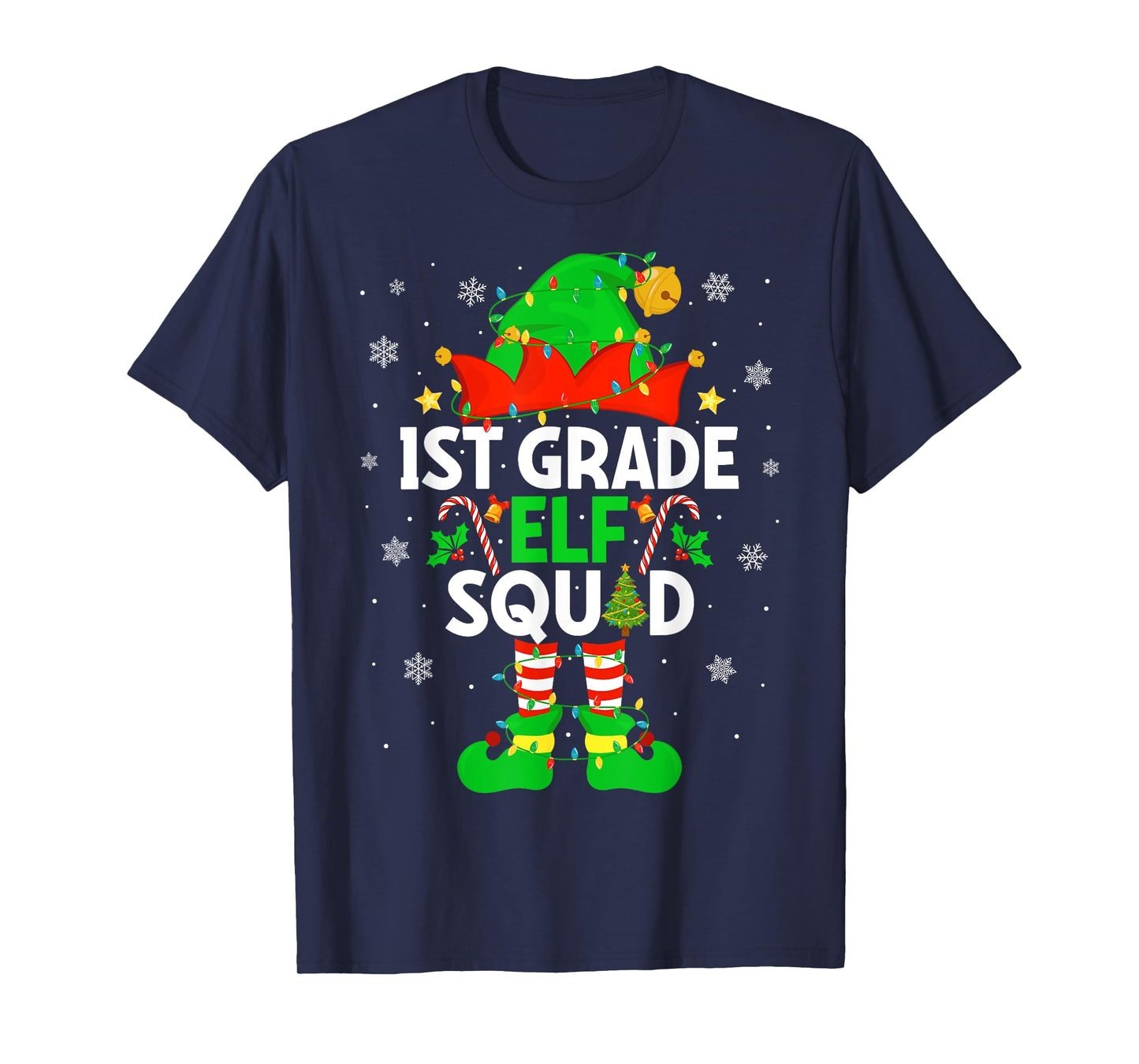 1st Grade Elf Squad Christmas First Grade Christmas Teacher T-Shirt