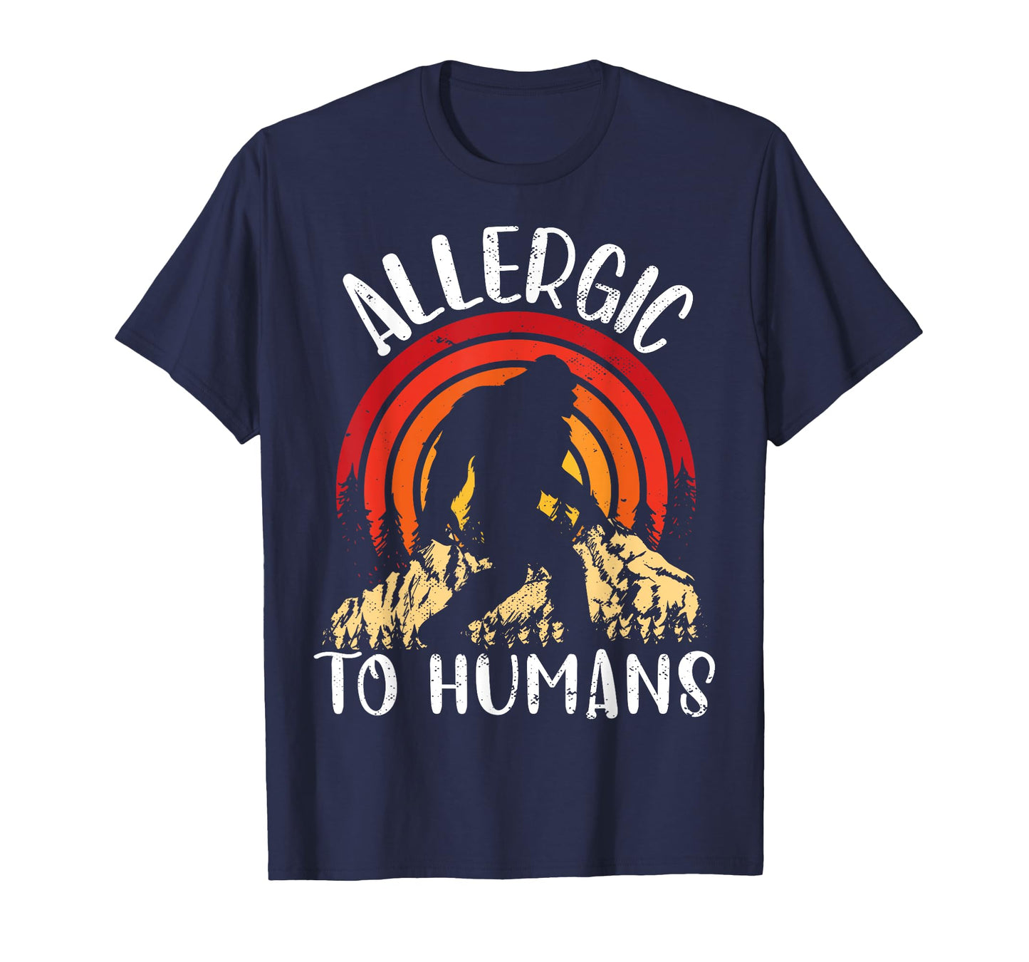 Retro Bigfoot Allergic To Humans Sasquatch for Introvert T-Shirt