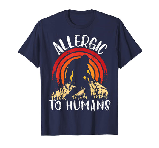 Retro Bigfoot Allergic To Humans Sasquatch for Introvert T-Shirt