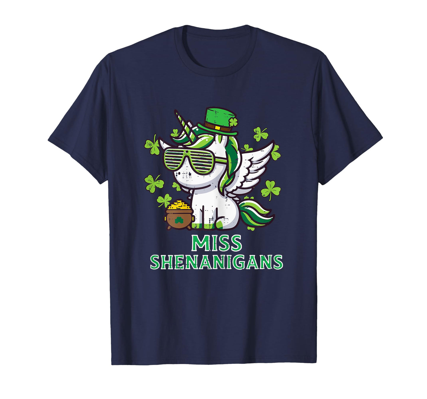 St Patricks Unicorn Miss Shenanigans Saint Pattys Girls Kids T-Shirt