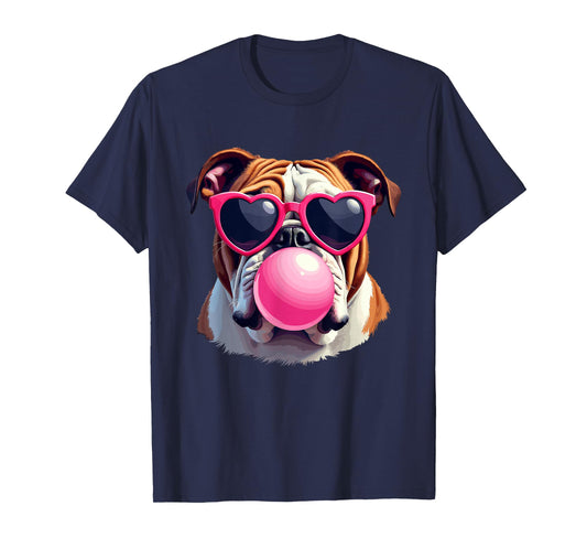 Bulldogs Preppy Mascot Bulldogs Blowing Bubble Girly Mama T-Shirt