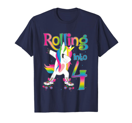Rolling Into 4 years Let's Roll I'm Turning 4 Roller Skate T-Shirt