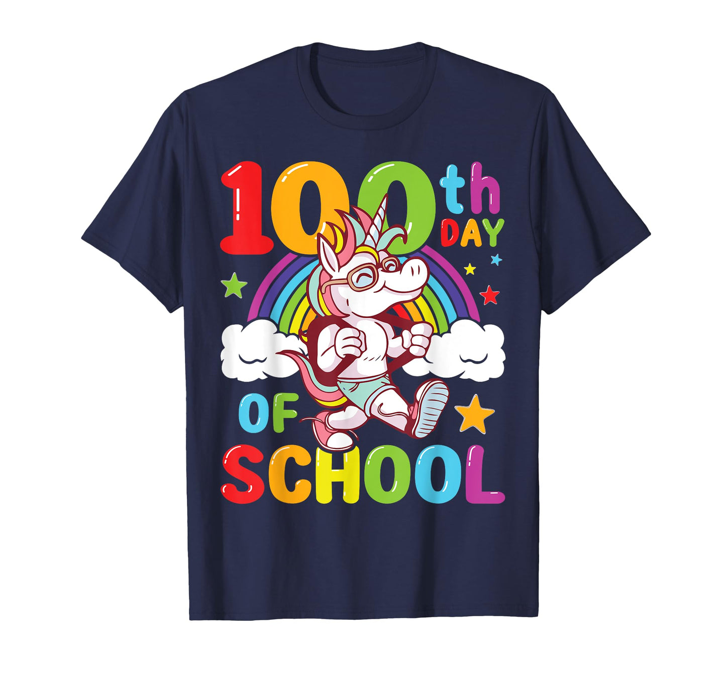 Happy 100th Day of School Unicorn Rainbow 100 Days of School T-Shirt