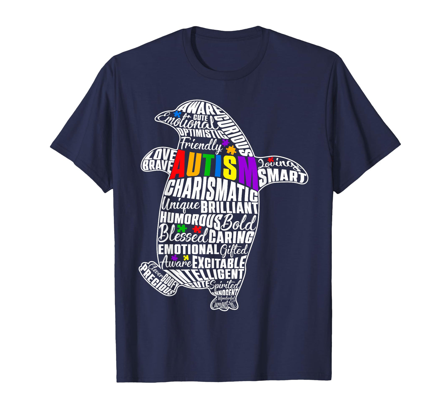 Cute Autism Awareness Word Art Penguin & Puzzle Pieces Kids T-Shirt