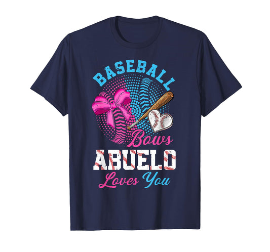 Baseball Or Bows Gender Reveal Abuelo Loves You Sports T-Shirt