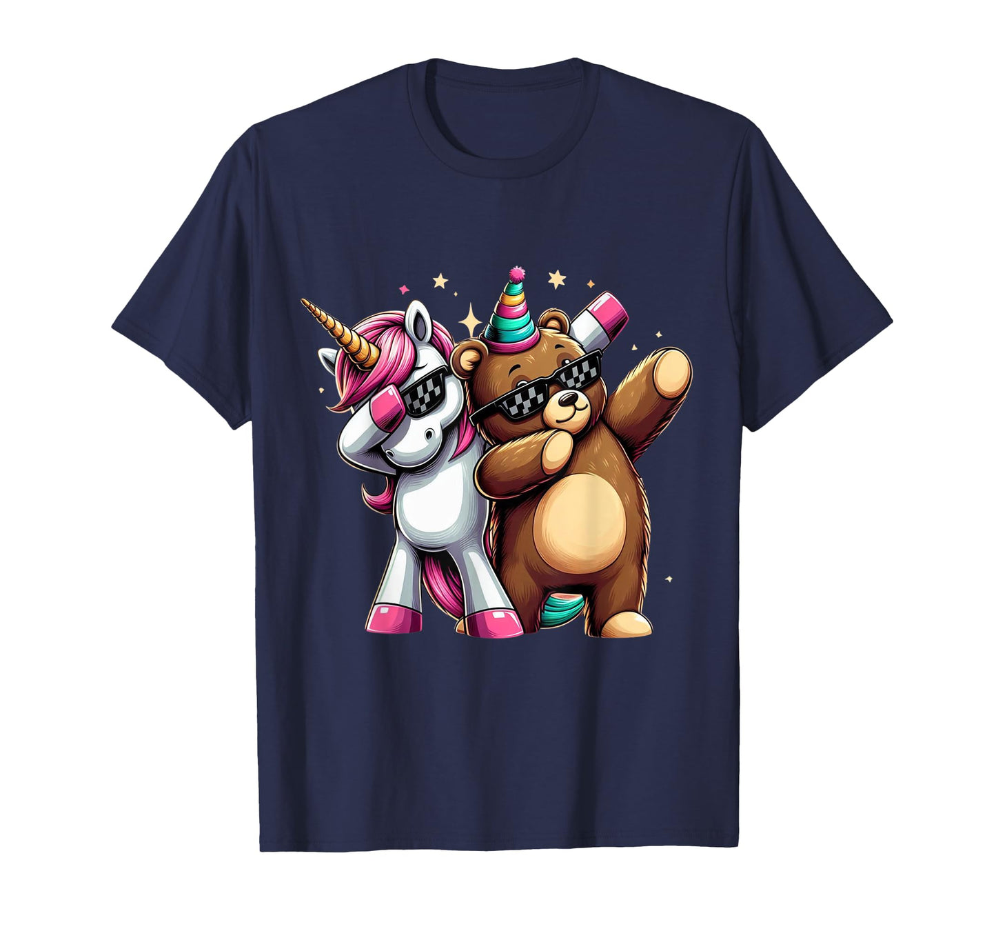 Dabbing Unicorn And Bear Boys Girls Men Women Kids Adults T-Shirt