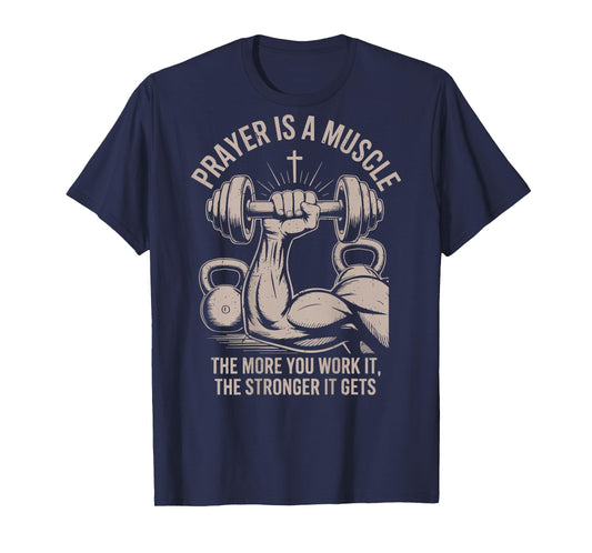 Men's Christian Workout Prayer Is A Muscle Jesus Gym Christ T-Shirt