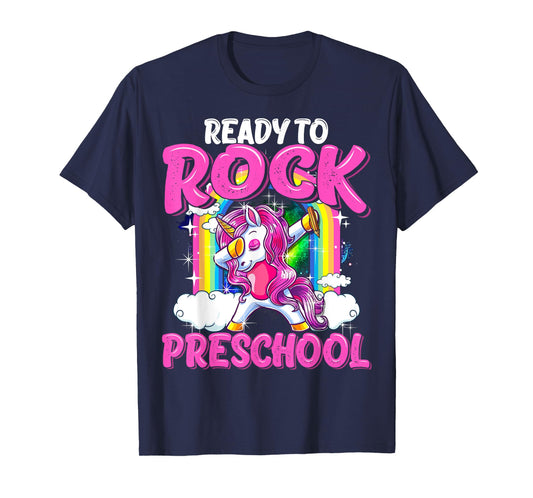 Ready To Rock Preschool Dabbing Unicorn Back To School Girls T-Shirt