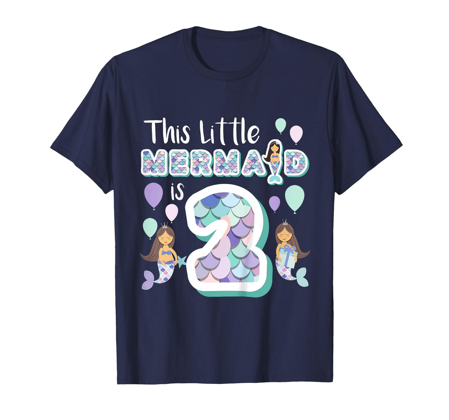 2 Year Old Mermaid Birthday Party Theme Girl 2nd Girls Gift T-Shirt