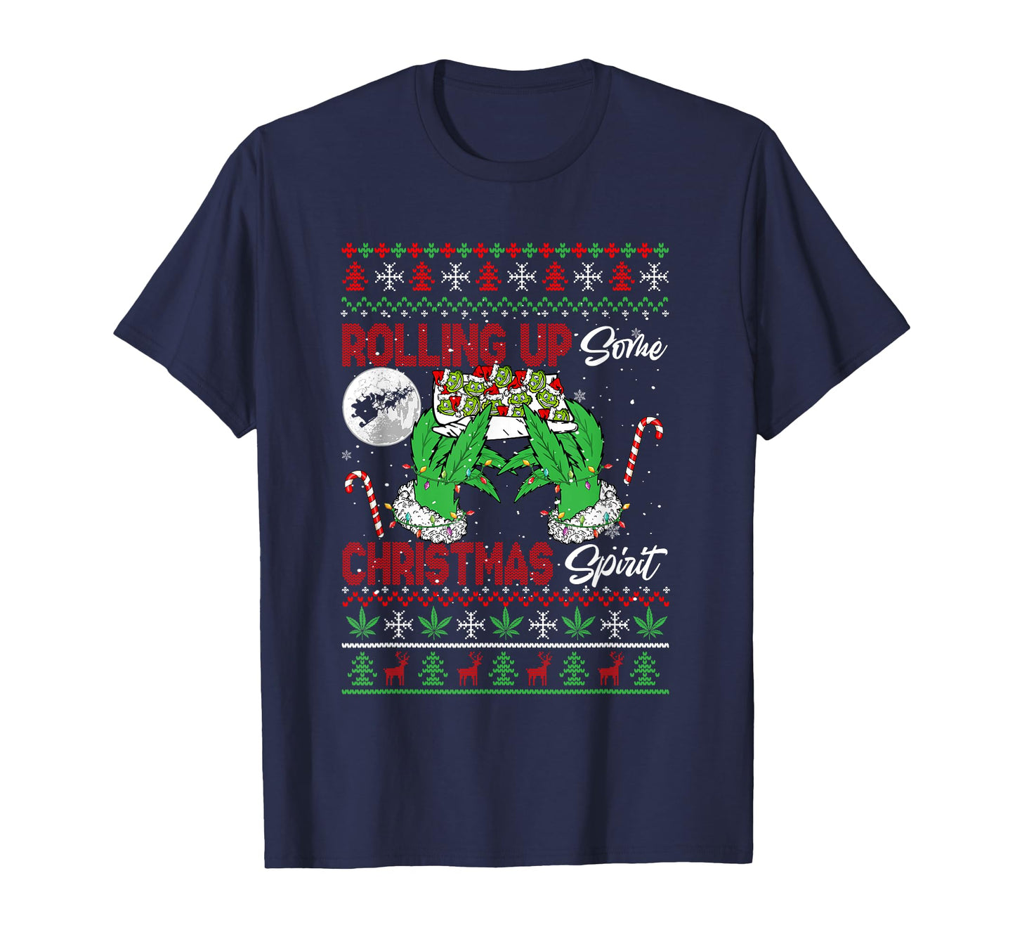 Rolling Up Some Xmas Spirit Funny Santa Smoker Sweater T-Shirt