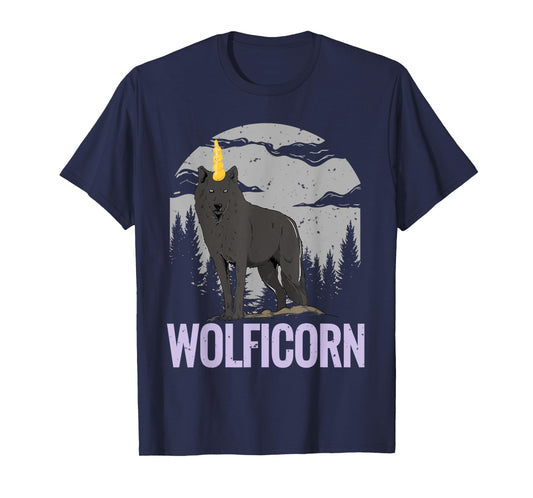 Wolf T Shirt Women Men Kids Wolficorn Unicorn Gift T-Shirt
