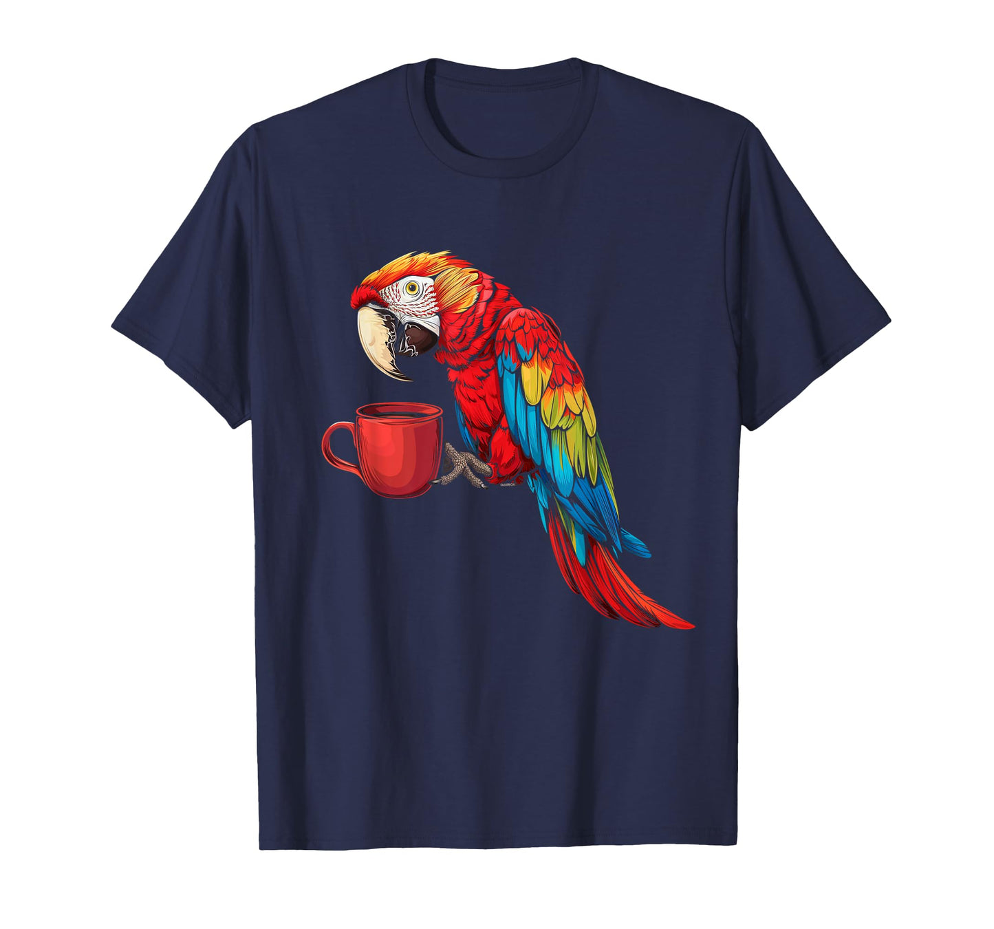 Macaw Parrot Drinking Coffee Funny Parrot Bird Lover T-Shirt