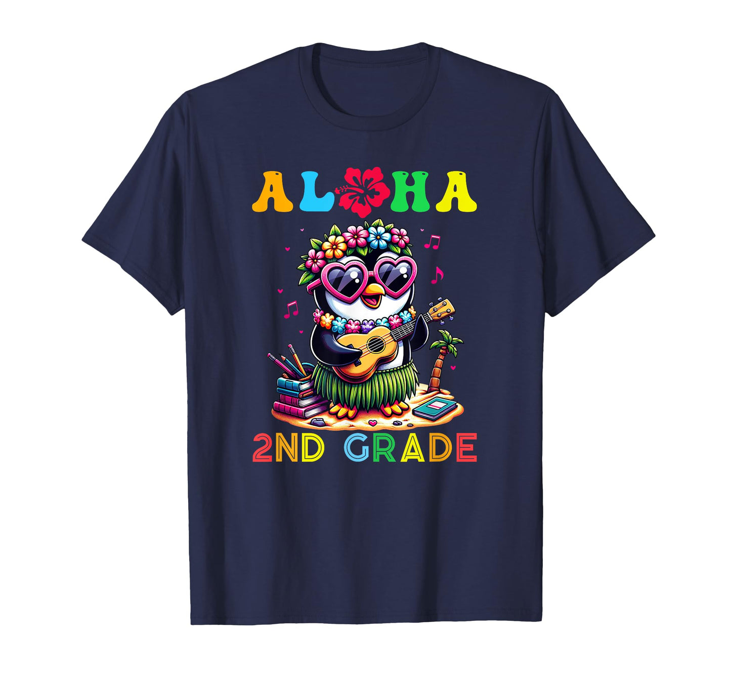Aloha Second Grade Penguin Hawaii Back to School Kids Girl T-Shirt