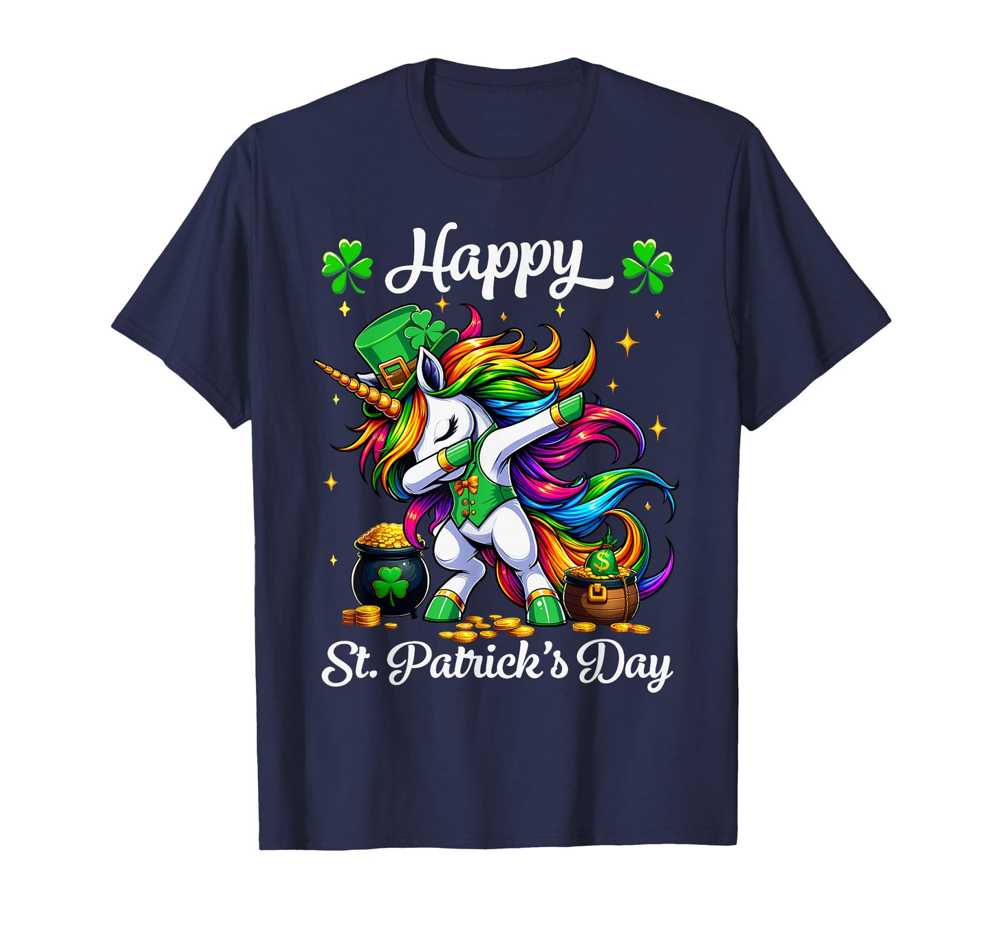 St Patricks Day Dabbing Unicorn Girls Happy St Paddys day T-Shirt