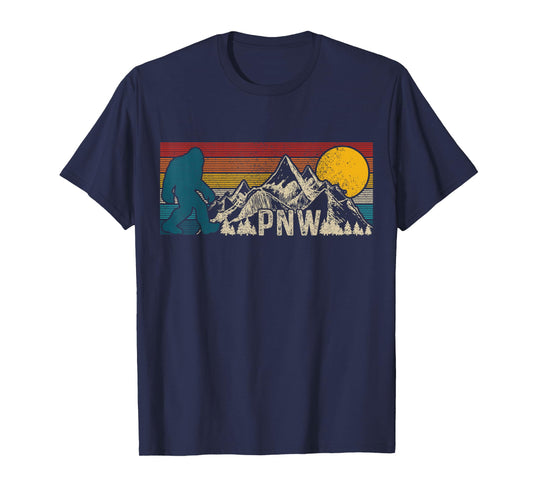 PNW Pacific Northwest Bigfoot Vintage Nature Outdoor T-Shirt
