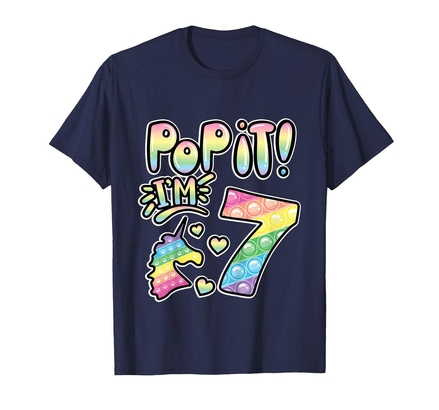 Kids Pop It 7th Birthday Girls Boys 7 Years Old Fidget T-Shirt