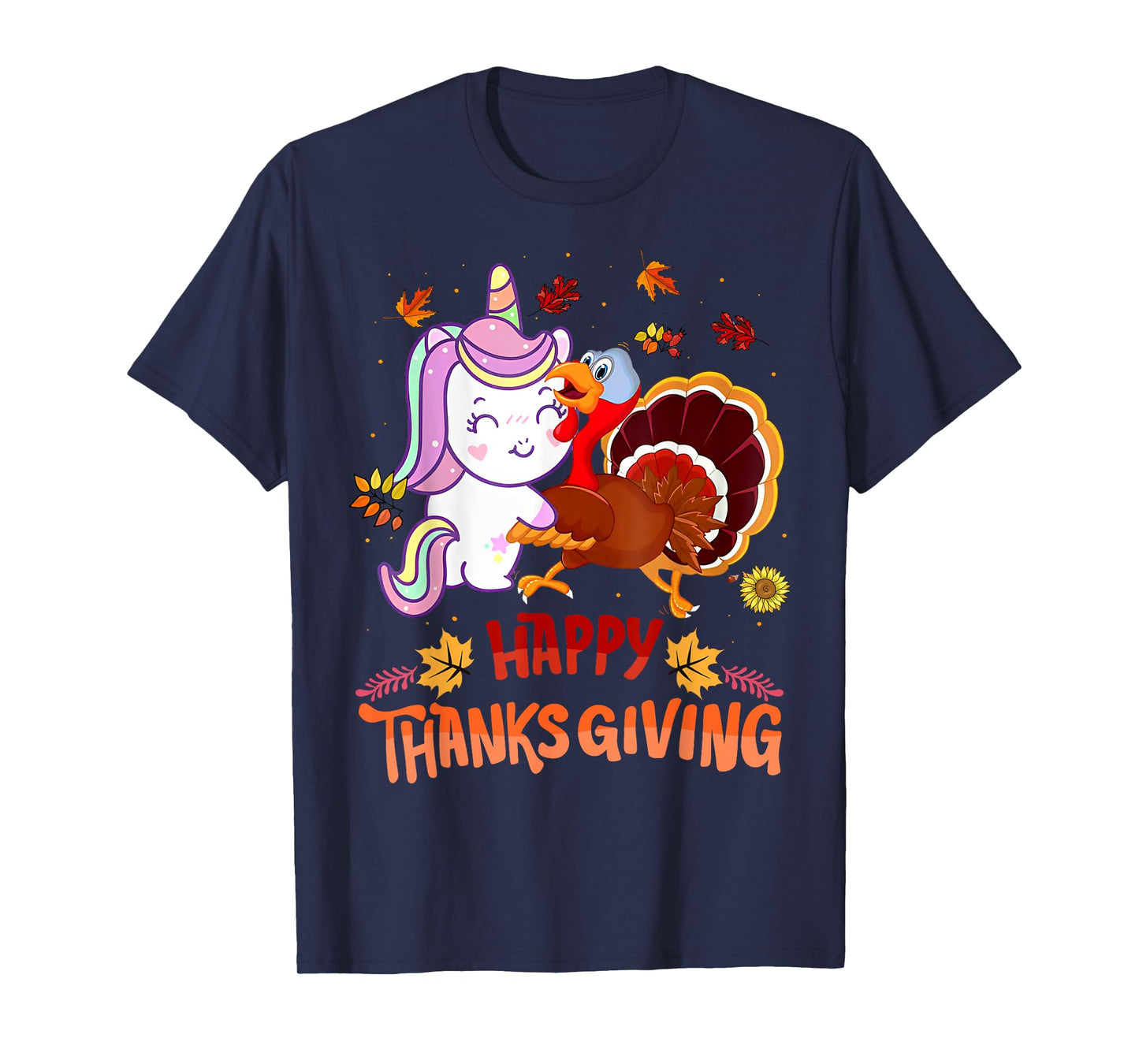 Unicorn Thanksgiving Shirt Girls Kids Toddler Turkey Unicorn T-Shirt