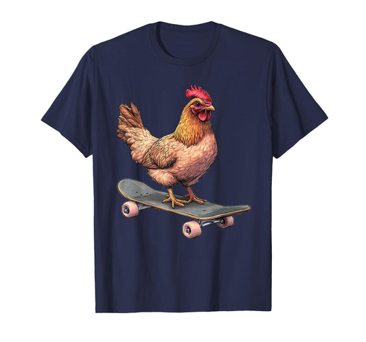 Funny Chicken On A Skateboard Skateboarding T-Shirt