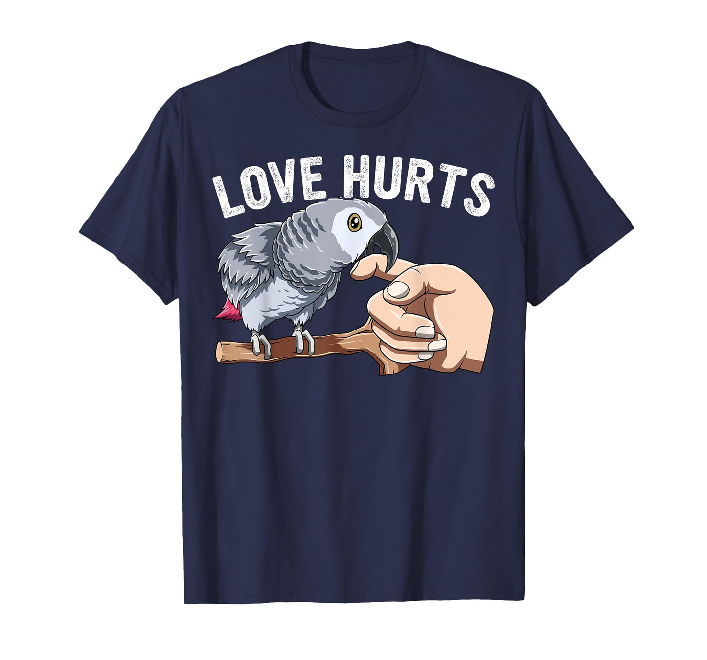 Love Hurts Funny African Grey Parrot Biting Parrot Lovers T-Shirt