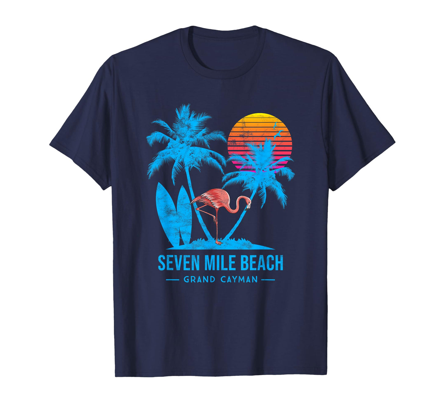 Seven mile beach, Grand Cayman. Palm trees sunset T-Shirt