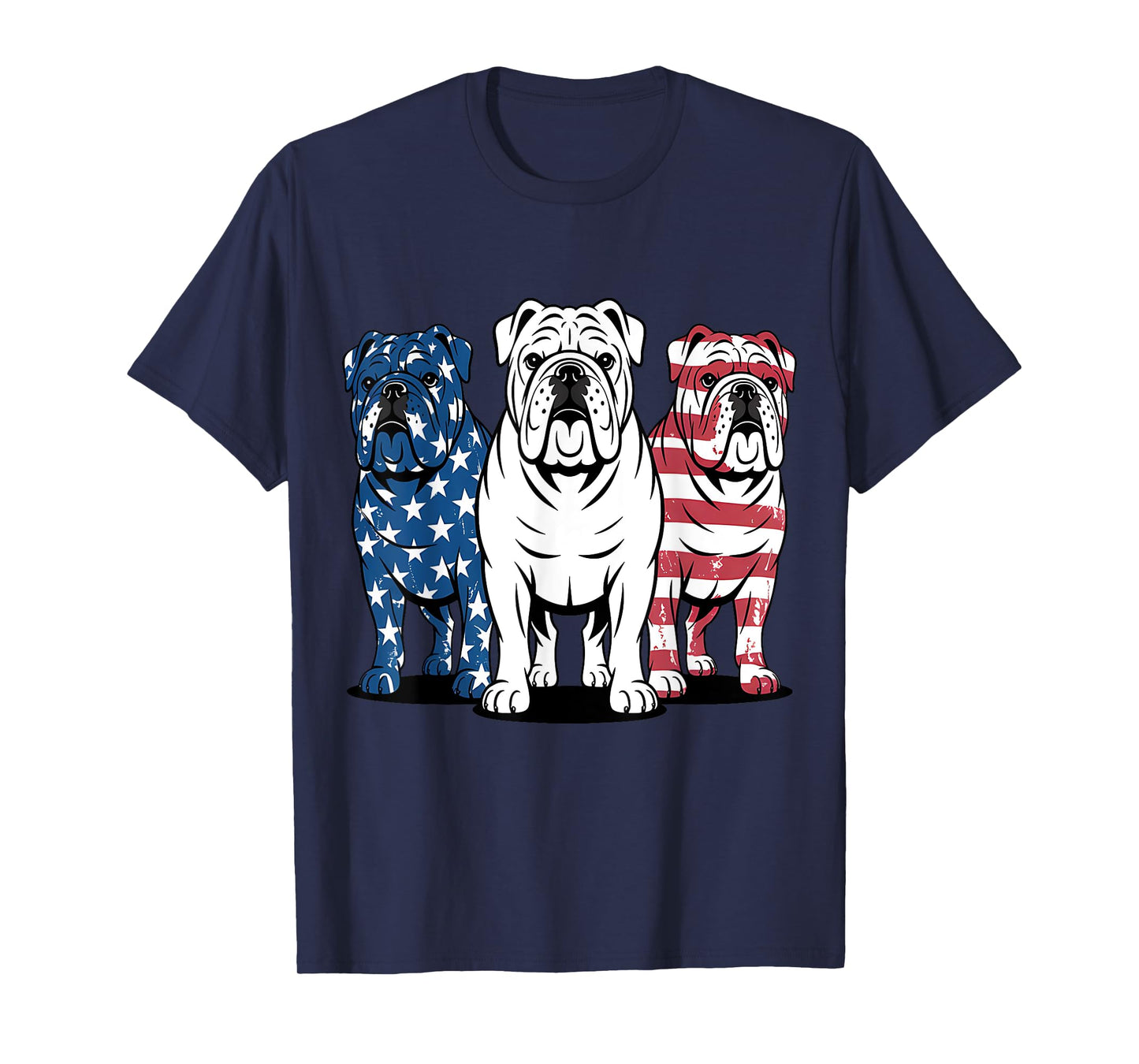 Unique English Bulldog Dog American Flag Retro Puppy Lover T-Shirt for Men Women Kids