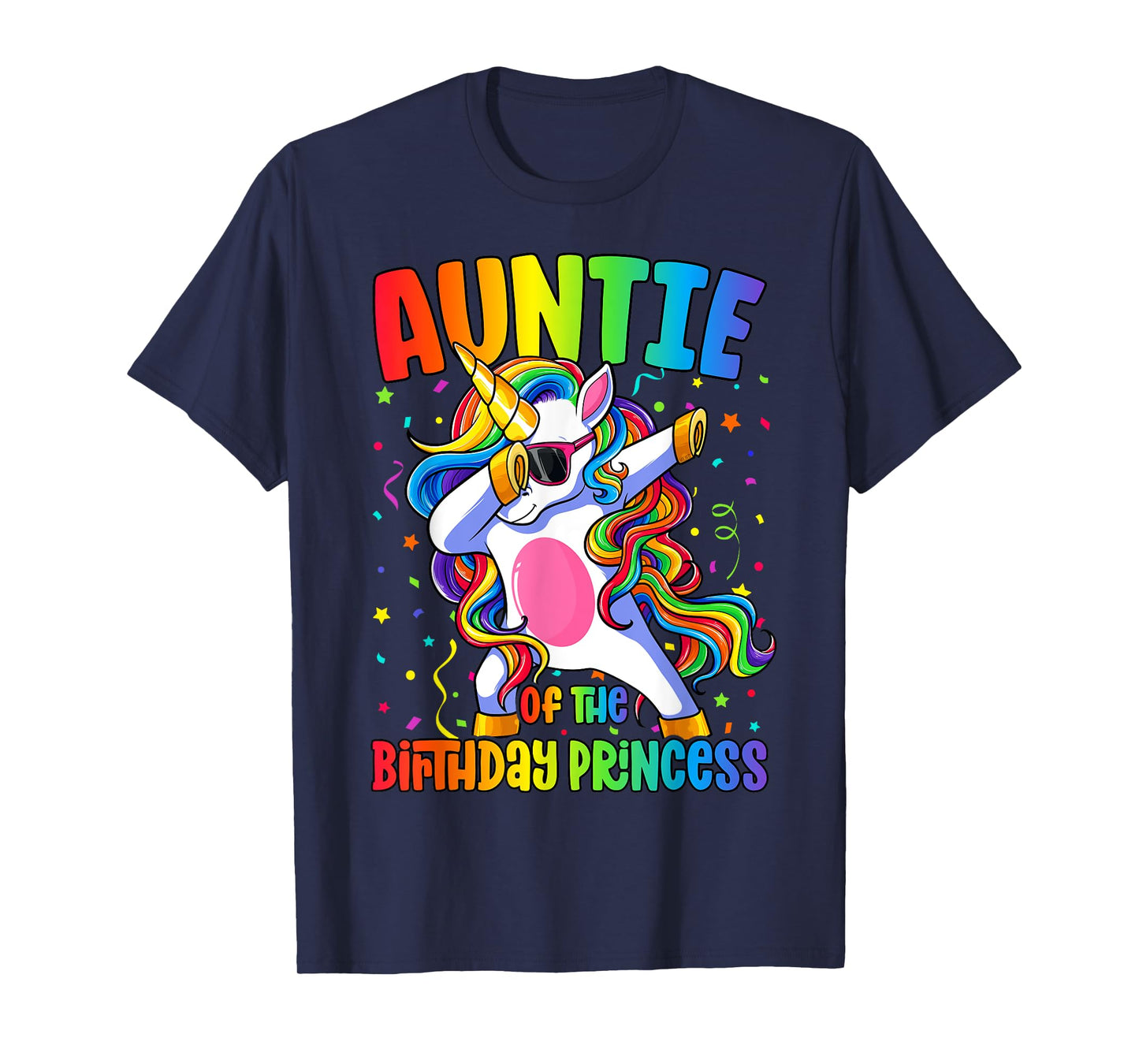 Auntie of the Birthday Princess Girl Dabbing Unicorn T-Shirt