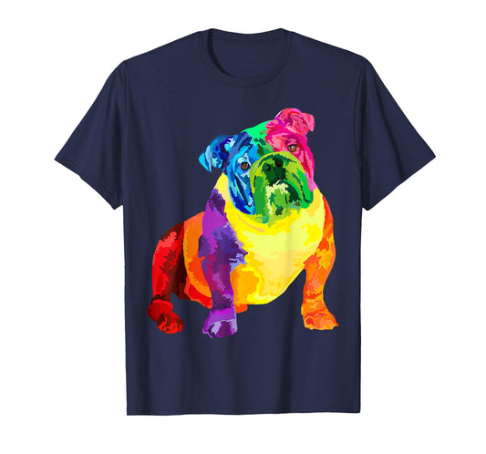 Dog Lover Gifts Womens Colorful Cool English Bulldog Mens T-Shirt