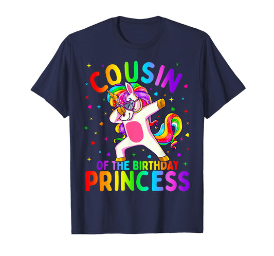 Cousin of the Birthday Princess Girl Dabbing Unicorn T-Shirt