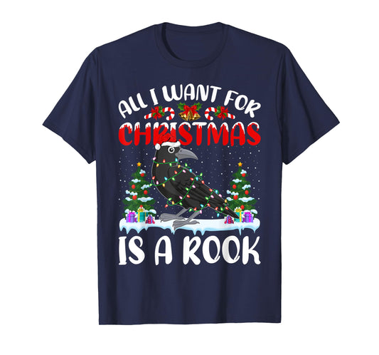 Funny Santa Hat All I Want For Christmas Is A Rook Bird T-Shirt