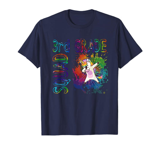 3rd Grade Squad Third Grade Dabbing Unicorn Tie Dye Design T-Shirt