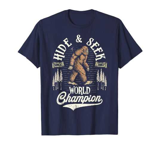 Bigfoot Hide And Seek World Champion Sasquatch Retro Vintage T-Shirt