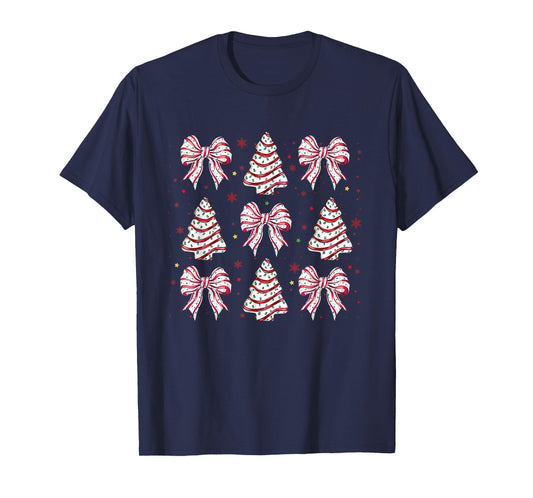 Merry Christmas Xmas Family Matching Apparel Coquette Christmas Tree Cake Bow Girly Unisex-Kids T-Shirt Black Small
